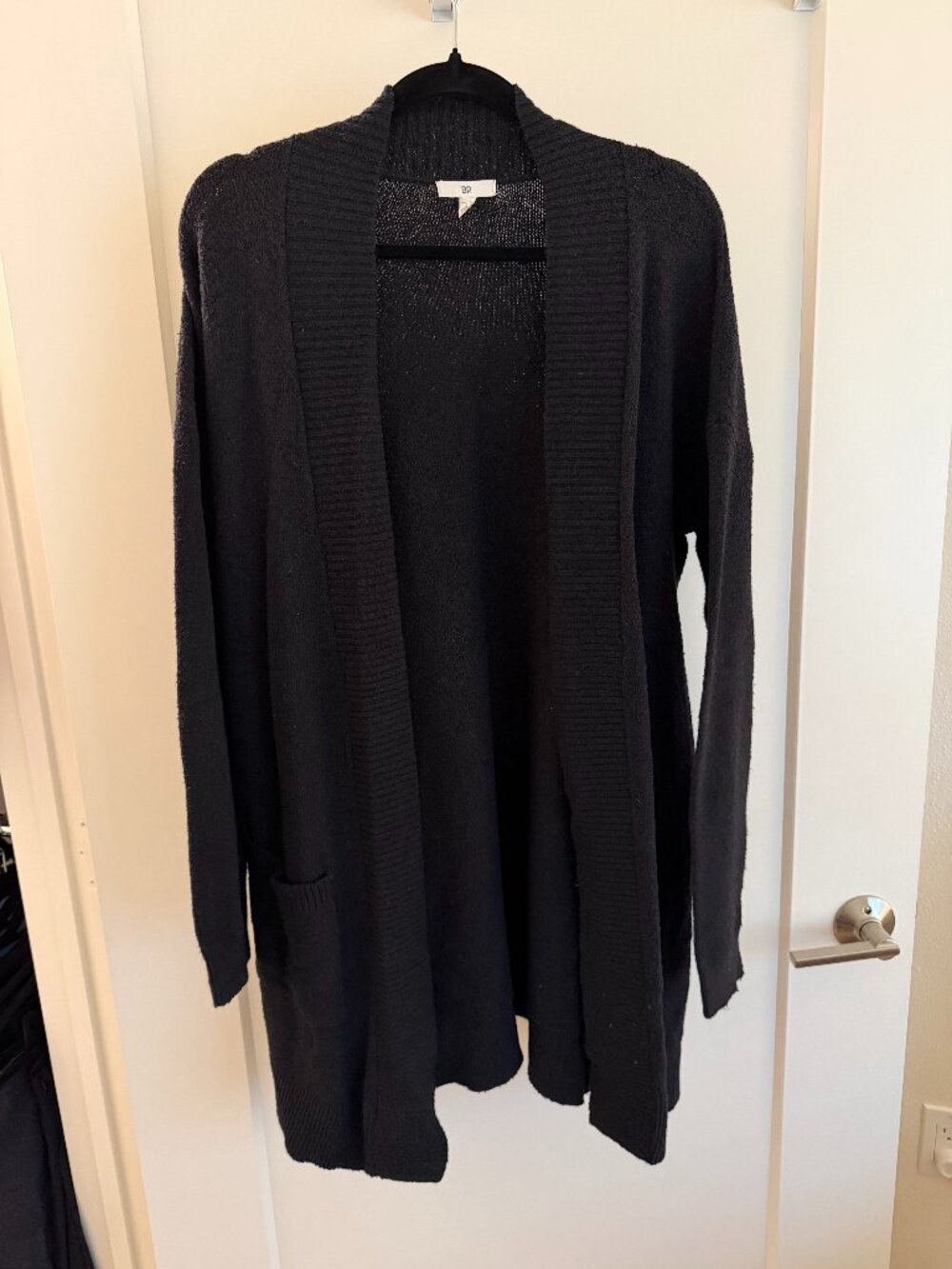BP Black Long Open-Front Cardigan - Size S